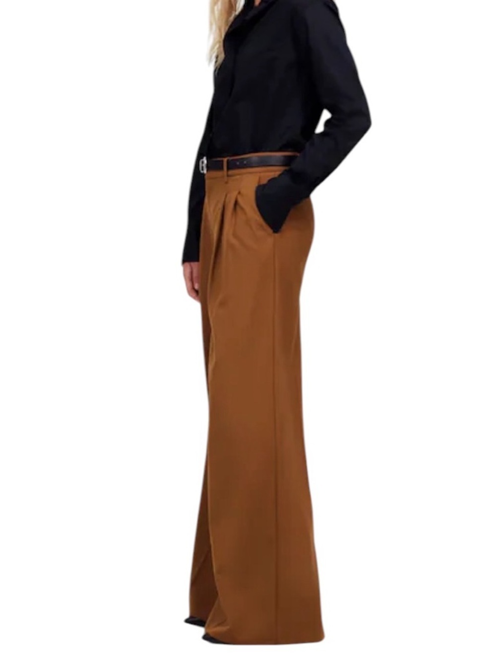 Madewell Wool Blend The Harlow Superwide-Leg Trouser Pant Camel Size 4 - Picture 13 of 14